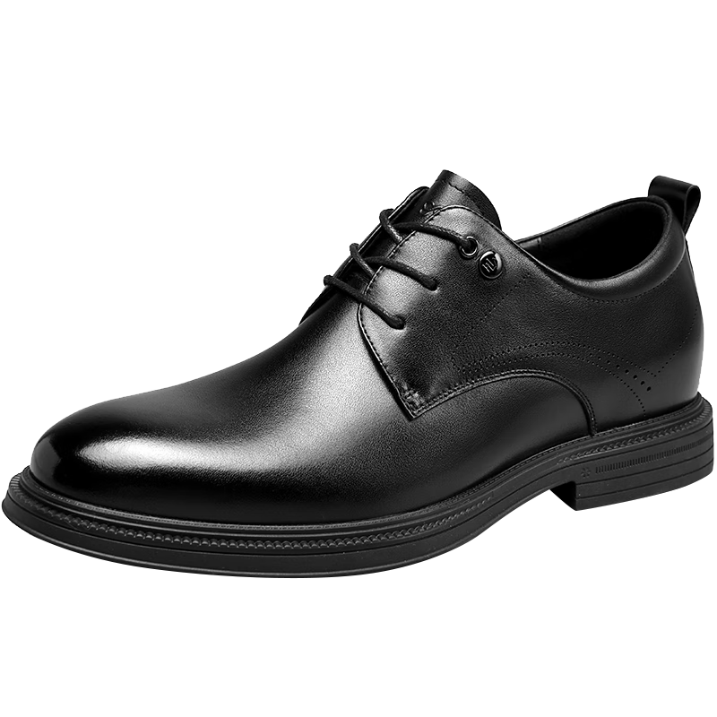 HLA Men's Business Breathable Casual Derby Leather Shoes HAAPXM4DAO340 Black Height Increasing Size 44