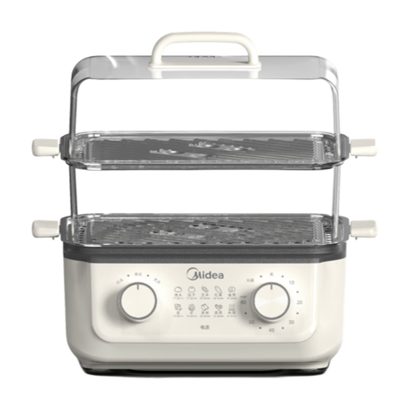 Midea Electric Steamer Pot, Electric Hot Pot, Electric Cooking Pot, Multifunctional Electric Wok, Household All-Purpose Integrated Electric Cooker, for Steaming Fish, Buns, And Eggs, with Transparent Window MZ-ZGE302399