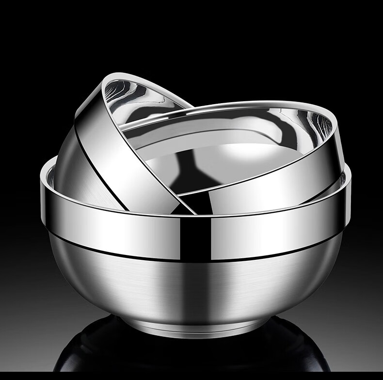 Caitang Smart 316 Stainless Steel Bowl Adult and Children Double-Layer Anti-Scald Soup Rice Noodle Bowl [11.5cm] Jingcang 10