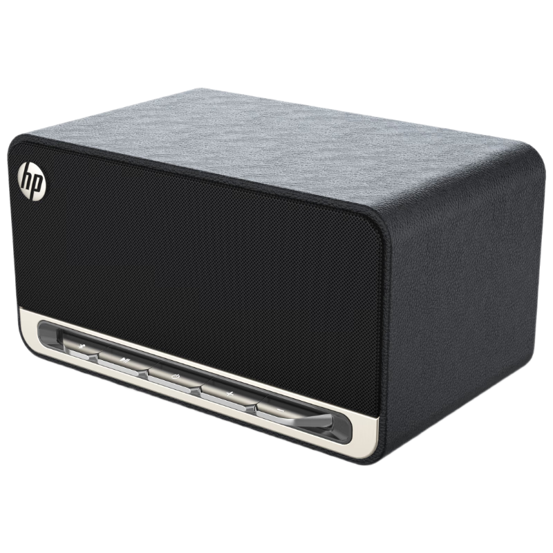 HP High-Fidelity Retro Bluetooth Portable Speaker Desktop All-in-One Wooden Stereo Surround Long Battery Life Jazz Black New Year Christmas Gift