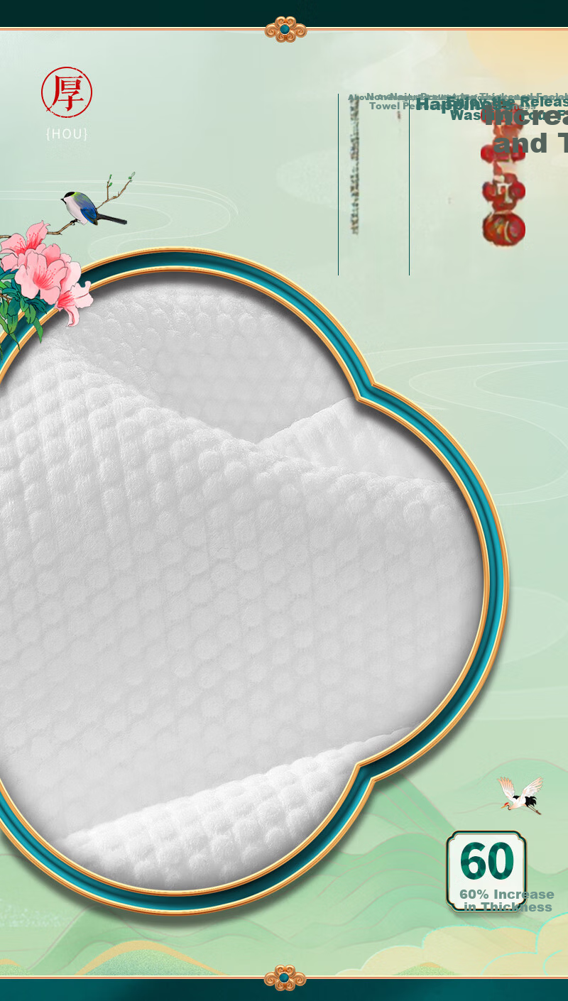 Minaier National Trend Style Facial Cleansing Wipes, Disposable Face Towels, Thickened Pearl Texture, Enlarged Cleaning Wipes, Soft Tissues, 50 Sheets*6 Packs 10