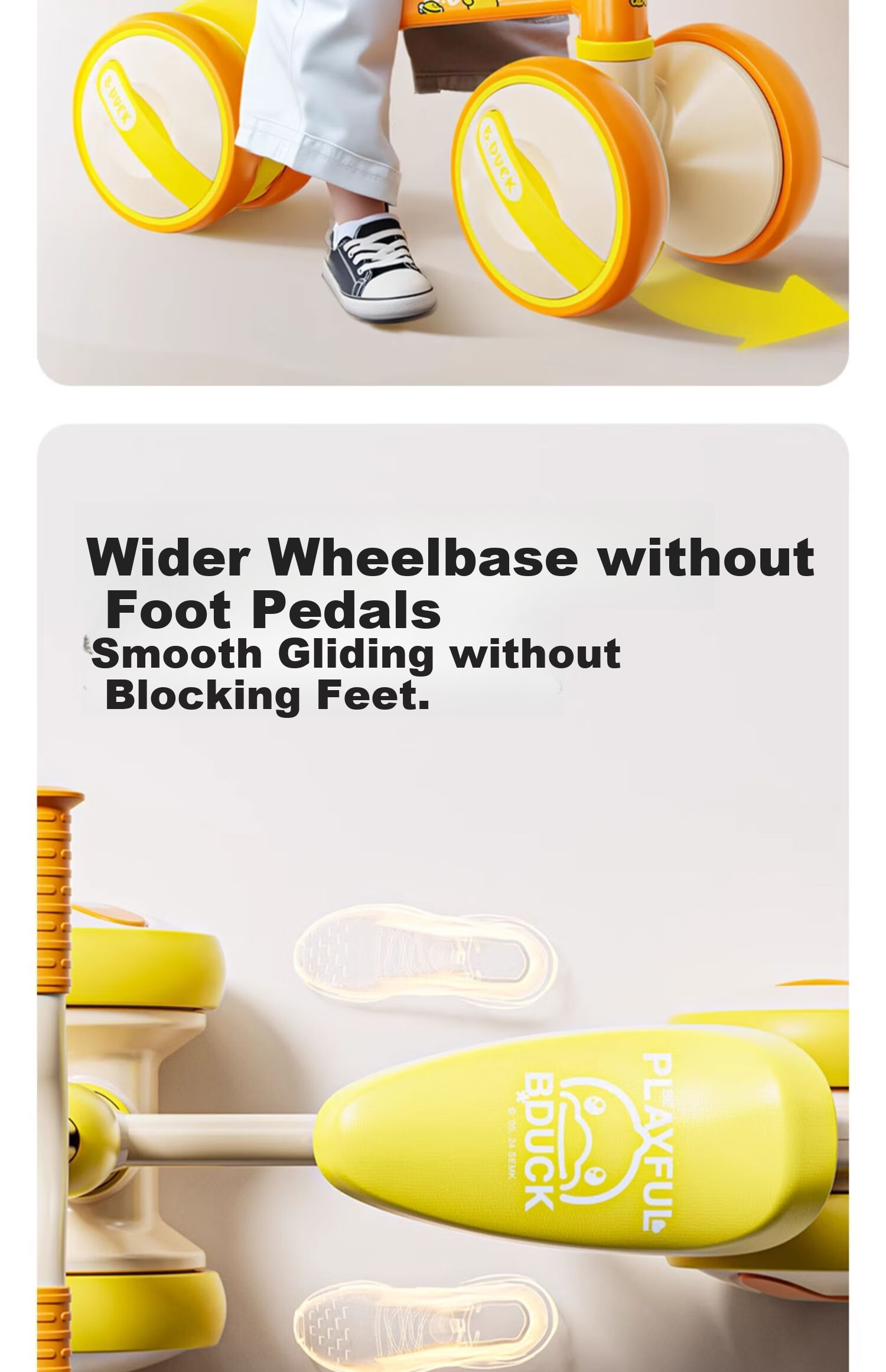 Lede Little Yellow Duck Children's Balance Bike, Four Wheels, for Ages 1-3, Gliding And Stepping Bike, Gift for Boys And Girls on Their First Birthday, 1025 8
