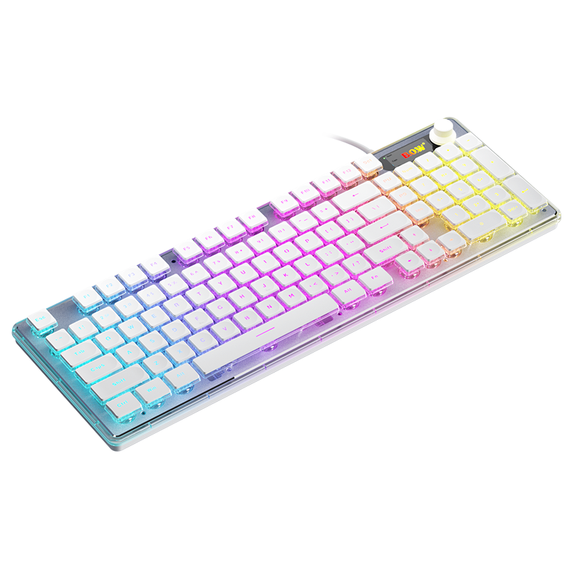 B.O.W Hangshi K180BU Wired Mechanical Feel Keyboard with Floating Keys RGB Backlit Office Gaming E-sports Laptop Desktop Universal Wired Keyboard Silver White