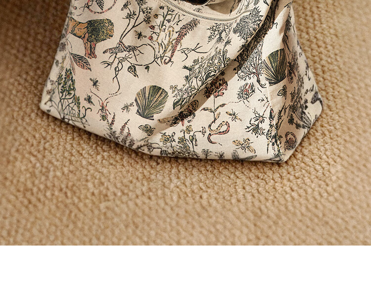 Miaodi Relaxed Lazy Style Leopard Print Large Capacity Double-Sided Shoulder Commuter Canvas Tote Bag Women's Underarm Hobo Bag 22