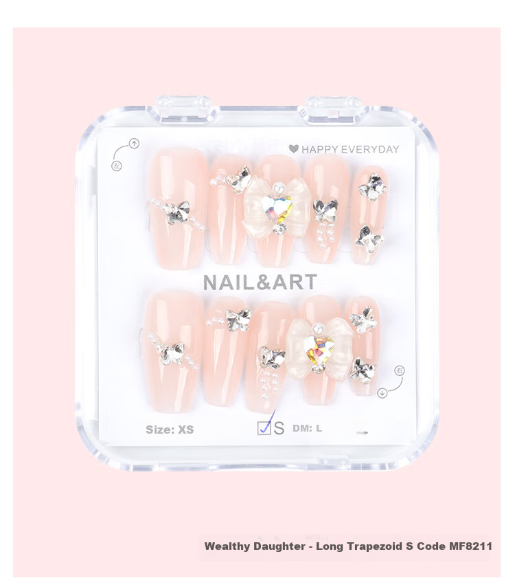 Meifuyu Handmade Nail Wraps (Huanhuan Nail S) Medium-Long Nude Removable Nail Tips MF8608 8