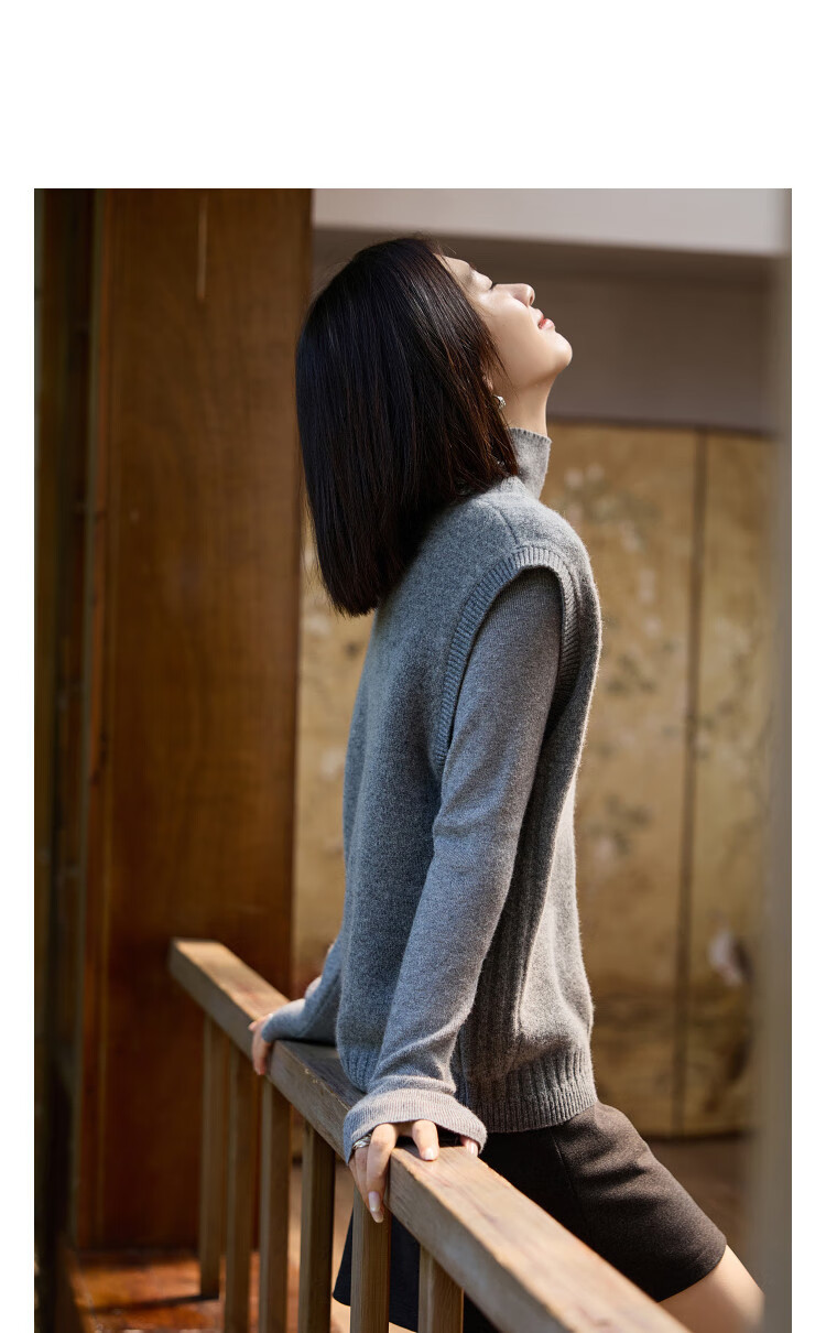 Dme Zhenxiang 100% Wool Autumn Velvet Feel V-Neck Sleeveless Women's Knit Vest 2