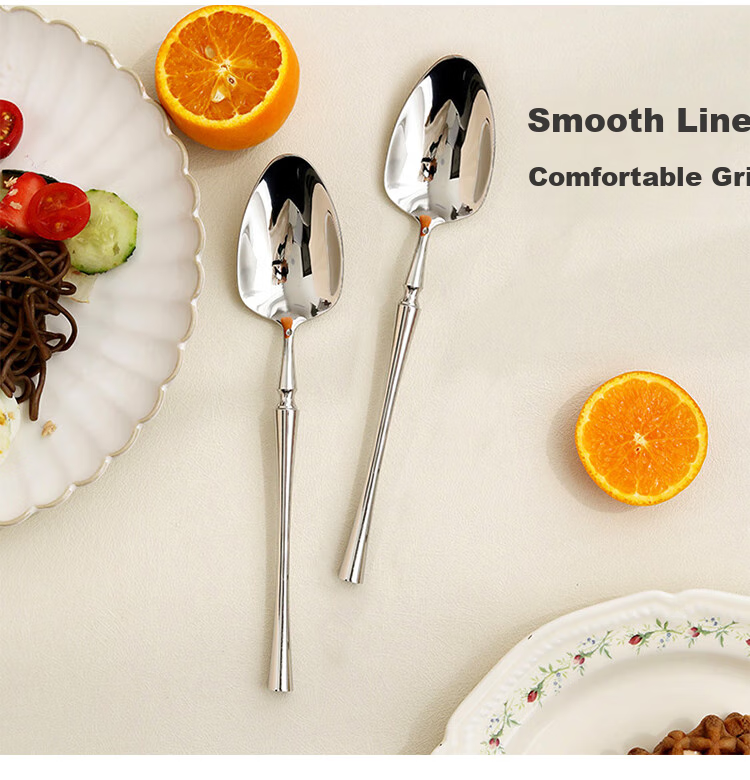 Shihua 304 Stainless Steel Spoons, Set of 2, Small Waist Round Handle Dining Spoons, Enlarged Soup Spoons, Soup Ladles, Rice Spoons 7
