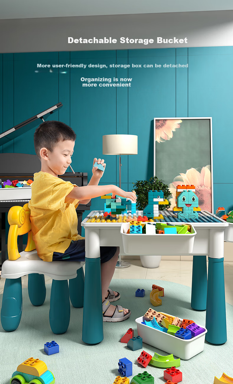 Xingyayoupin Building Block Table with Large Particles, Educational Toy for Boys And Girls, Assembly Puzzle Dining Table, Birthday Gift for Ages 1-3 3