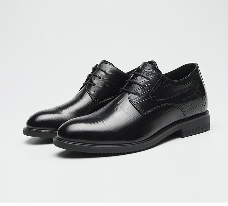 HLA Men's Leather Shoes, Business Formal Dress Shoes, Genuine Leather Footwear, HAAPXM2FAV172, Black, Size 44 38