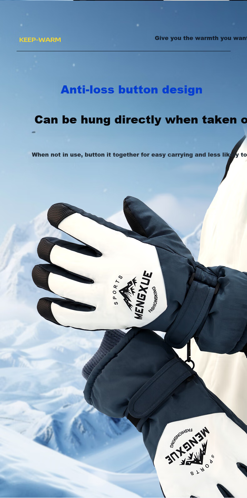 BOSHUJIAN Winter Gloves for Cycling And Skiing, Thickened Warm Gloves for Men And Women Students, Water-Repellent Windproof Cold-Resistant Winter Gloves 4