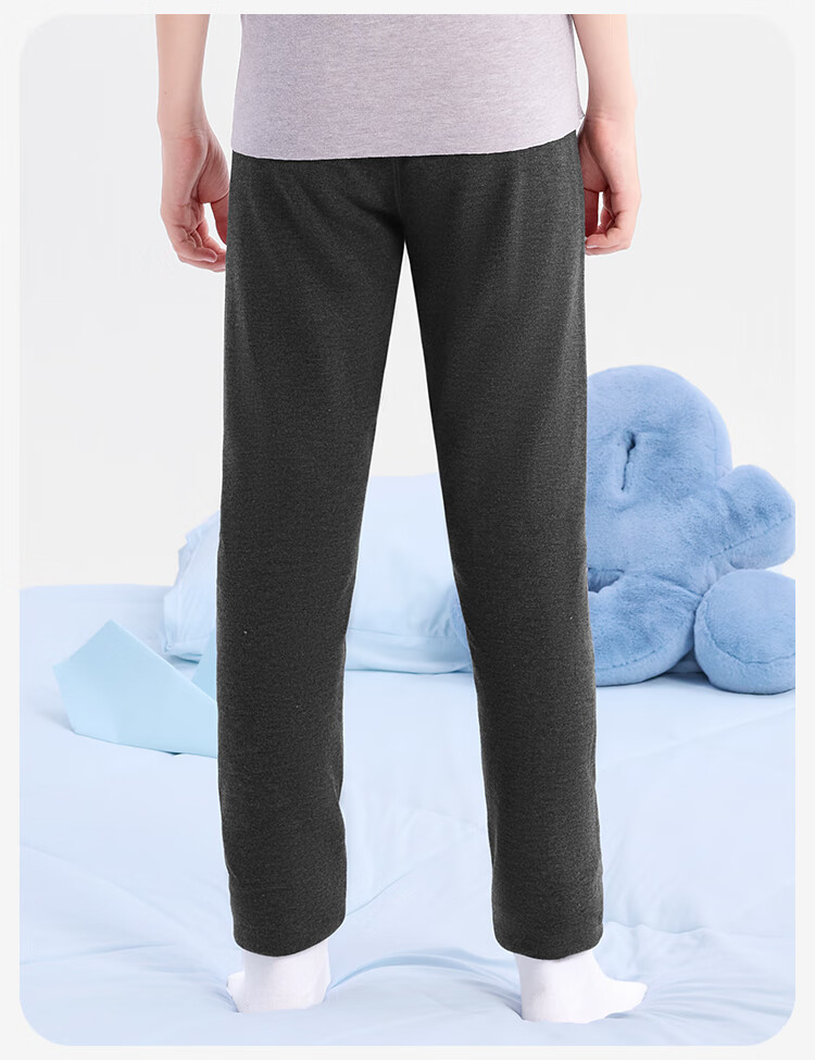 Jiusuiban Kids Thermal Pants Boys Double-Layer Thick Fleece School Uniform Leggings Youth 7A Antibacterial Sports Cotton Wool Pants 14