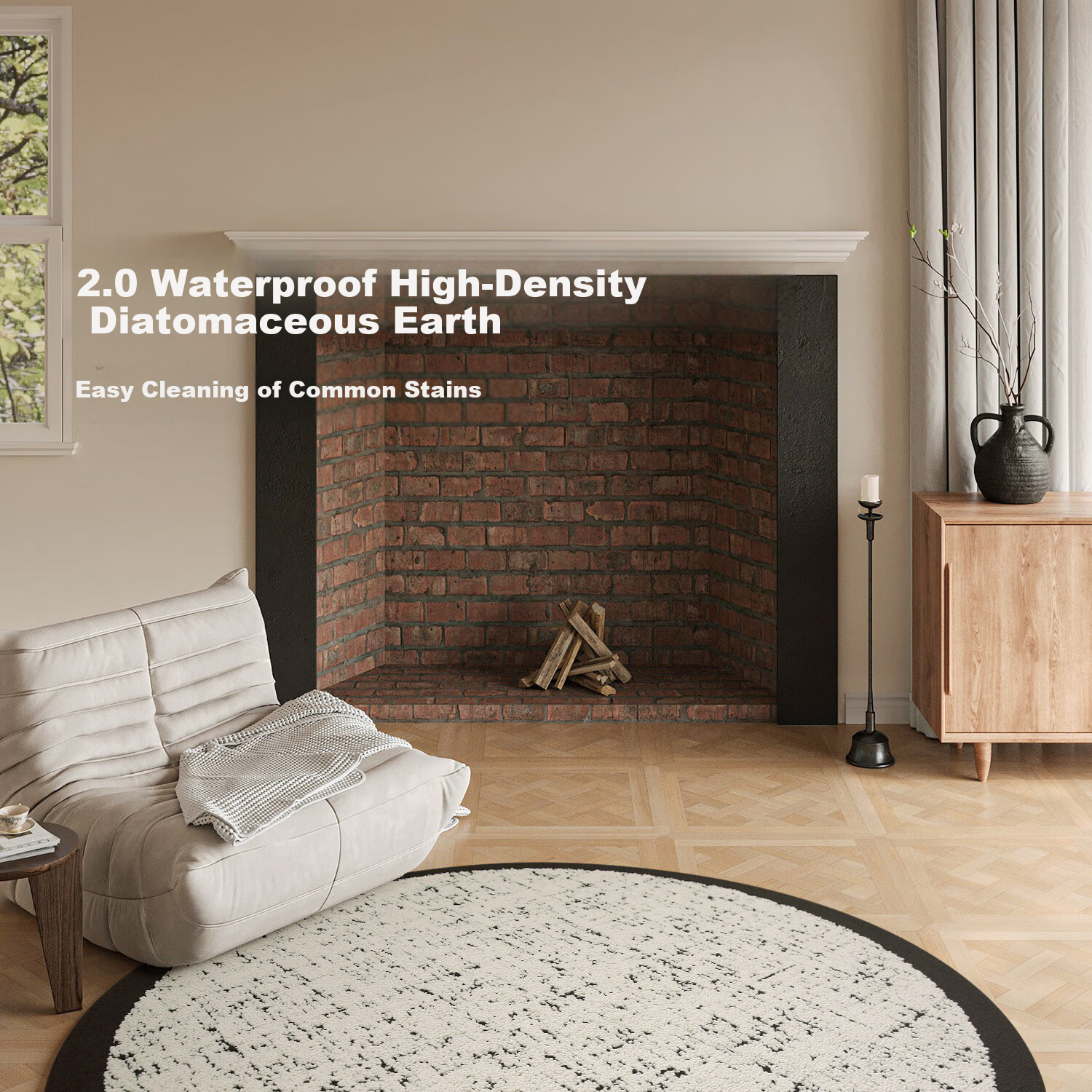 Shengwaluding Circular Carpet Mat for Bedroom, Sofa, Living Room, Luxurious Feel, Waterproof, Stain-Resistant, Washable Bedside Rug, Computer Chair Floor Mat 1