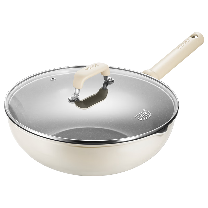 SUPOR Non-Stick Wok Pan, Household Cooking Pan 30cm Titanium Ceramic Multi-Functional Frying Pan Compatible with Induction Cooker And Gas Stove