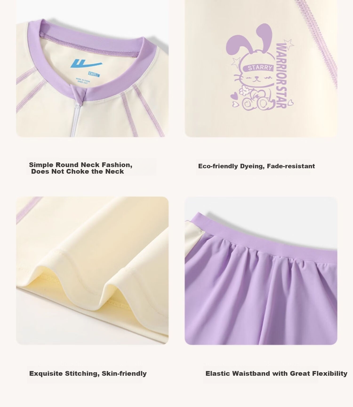 Huili Girls' Two-Piece Swimsuit for Summer, Big Kids, Hot Springs, Anti-Exposure Swimwear 35339H1I Purple 135 7