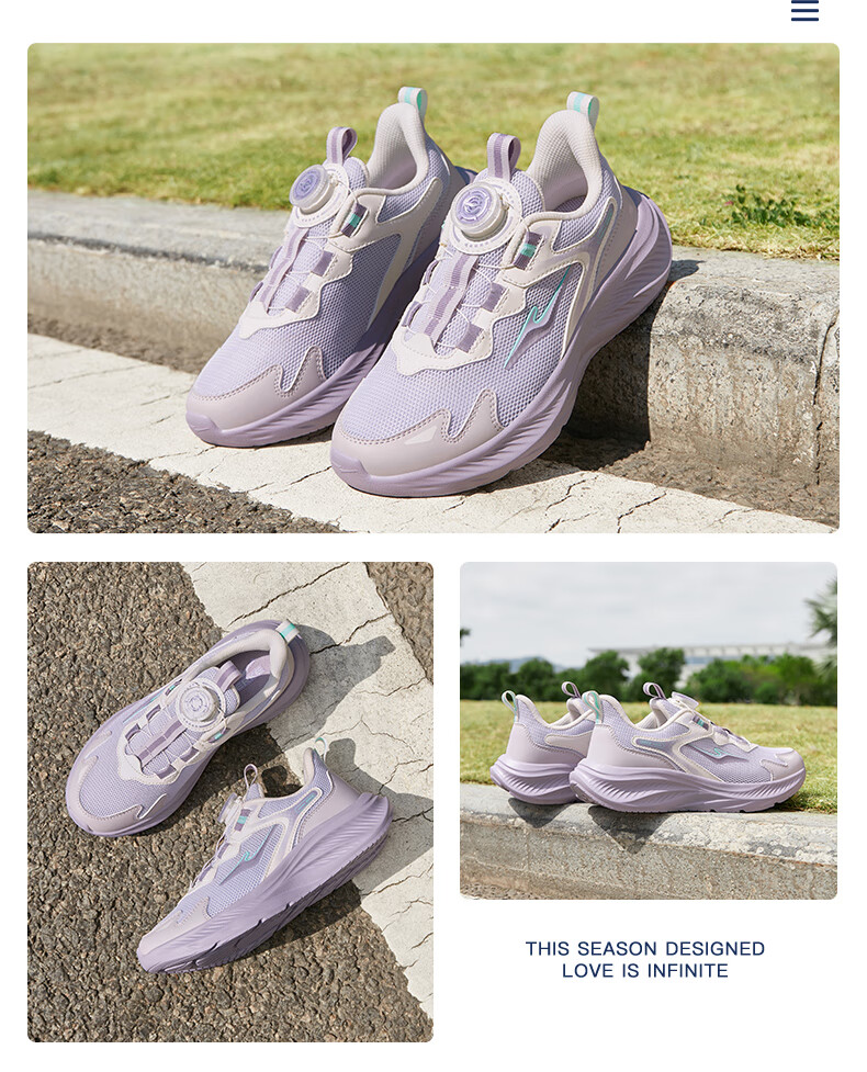 ERKE Kids Unisex Sports Shoes Children's Dial Buckle Mesh Running Shoes Microcrystalline White/Moonstone Gray Size 34 10