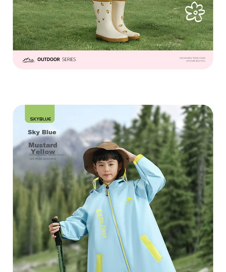 Beimei Children's Raincoat, for Elementary School Students' Daily Use, Long Full-Body Design for Boys And Girls, with Backpack Space, Heavy-Duty Rain Poncho 15