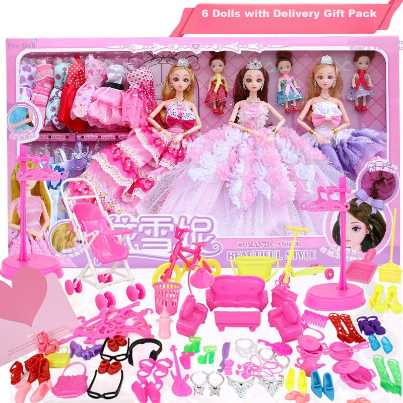 YaSiNi Doll Dress-Up Set Gift Box, Dreamy Princess Dolls, Pretend Play Toys for Girls, Birthday Gifts