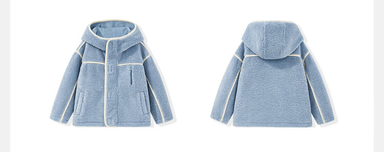 ASK JUNIOR Kids Plush Jacket 2025 Winter Hooded Windproof Coat Boys Casual Loose Fleece 4