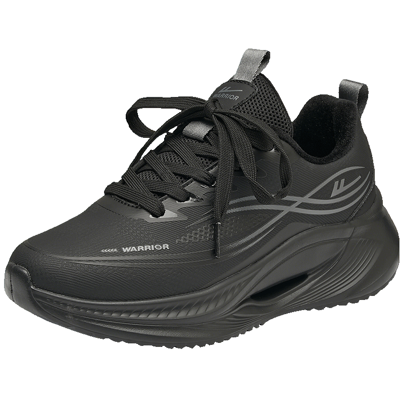 Warrior Women's Thick-Soled Breathable Sports Shoes 2026 Summer New Versatile Shoes Black Gray (Fleece Lined) Size 37