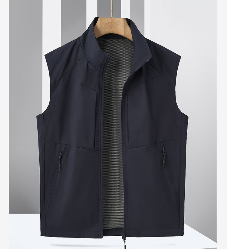 ROMON Men's Vest Spring and Autumn Thin Casual Jacket Sleeveless Stand Collar Outdoor Sports Black L 13