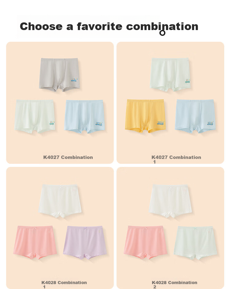 Hodo Children's Underwear, Boys And Girls, Big Kids, Modal Boxer Briefs, Class A Antibacterial Pants, 3 Pairs, 4027 Combination 1, 165 2