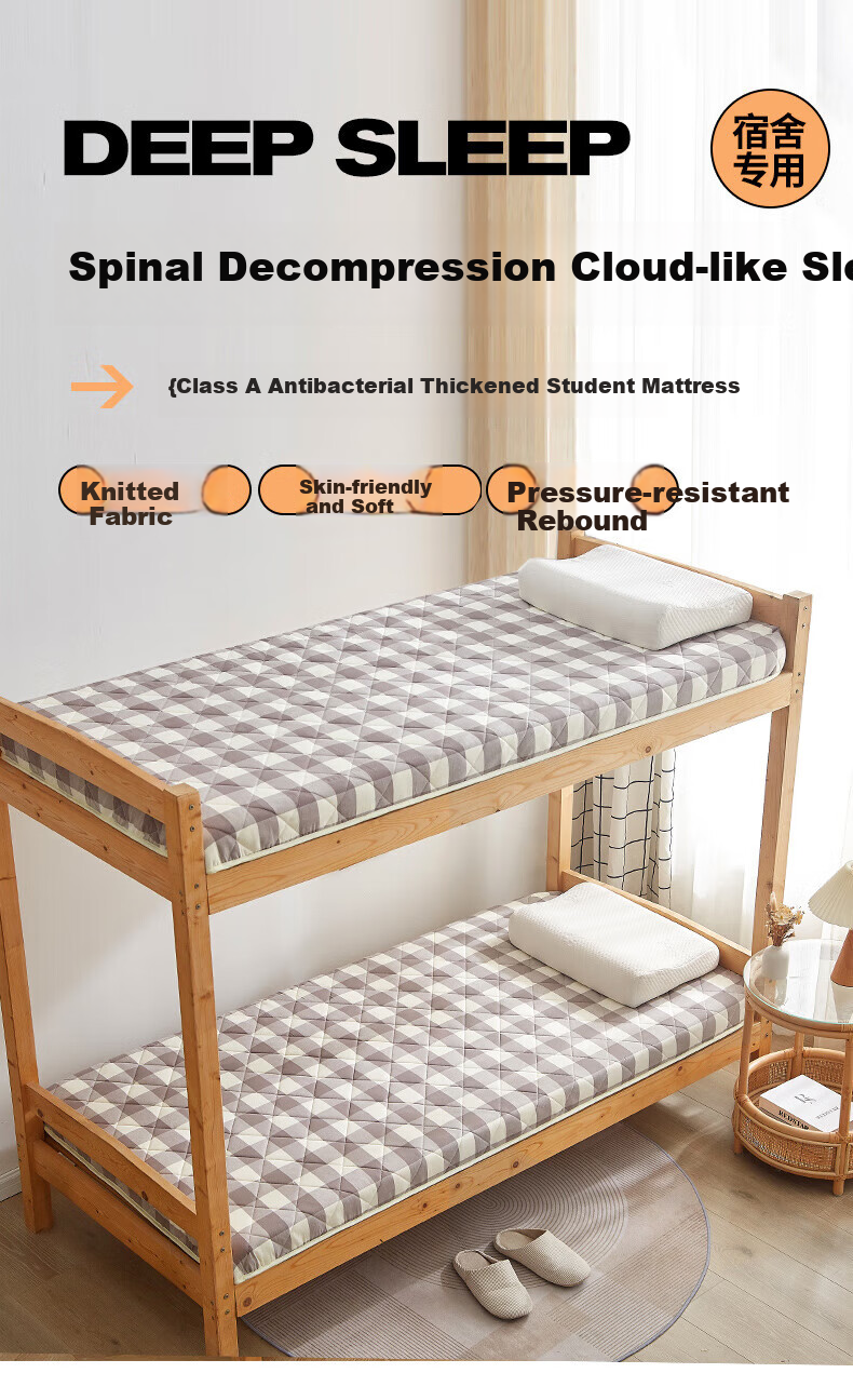 Wuyinliangpin Class A Soybean Mattress Cover, Single Bed for Student Dormitory, All-Season Mattress Pad, 0.9x1.9m Soft Mattress Topper 1