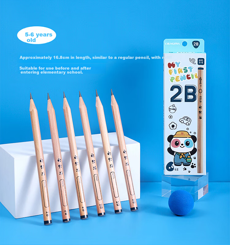 Zhonghua Thick Triangular Pencil for Preschool Handwriting Practice, Large Triangular Pencil for Posture Correction, Imported Xida Wood, Suitable for 6-7 Year Old Elementary School Students, Short Thick Grip for Easy Holding 12