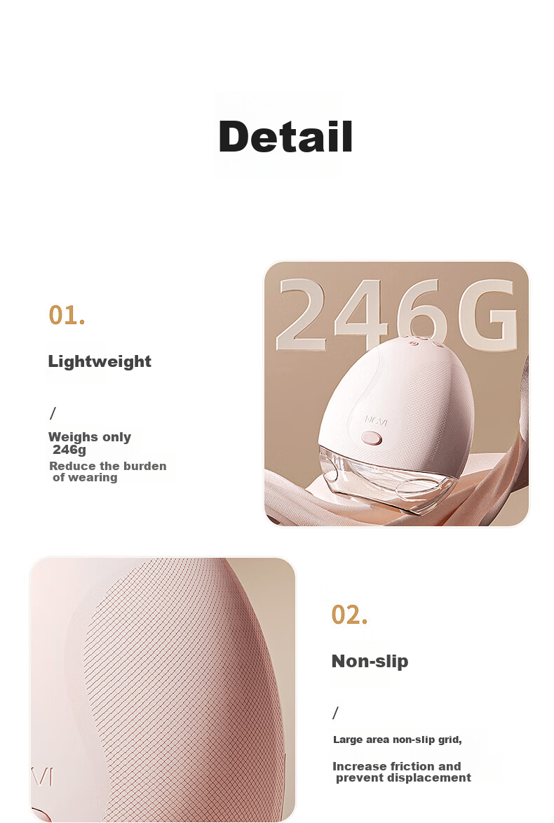 Xenbea Hands-Free Breast Pump, Electric Wearable Portable Fully Automatic Painless Massage Milk Collector Squeezer 8791 28