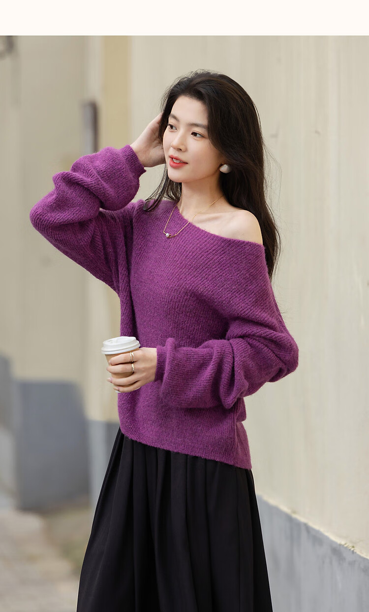 Demana [Dopamine Textile Love] Spring Lazy Style Crew Neck Long Sleeve Wool Blend Slimming Knit Sweater for Women 6
