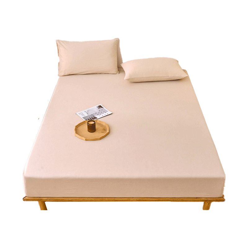 Yalu Freedom 100% Cotton Fitted Sheet Mattress Cover Full Wrap Mattress Protector 1.5x2m Camel