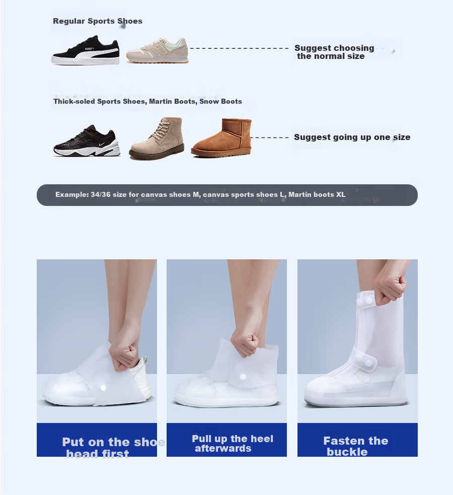 Zhengyu Rain Shoe Covers, Waterproof Non-Slip Wear-Resistant Thickened Children's Shoe Covers, Portable Rain Boots, Waterproof Shoes for Adults, Men And Wome 11