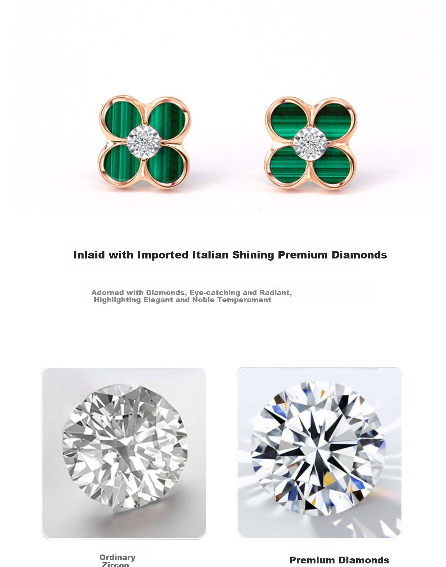 Grace Girl Diamond Four-Leaf Clover Stud Earrings for Women, Versatile Light Luxury Jewelry, Anniversary Birthday Gift for Girlfriend 4