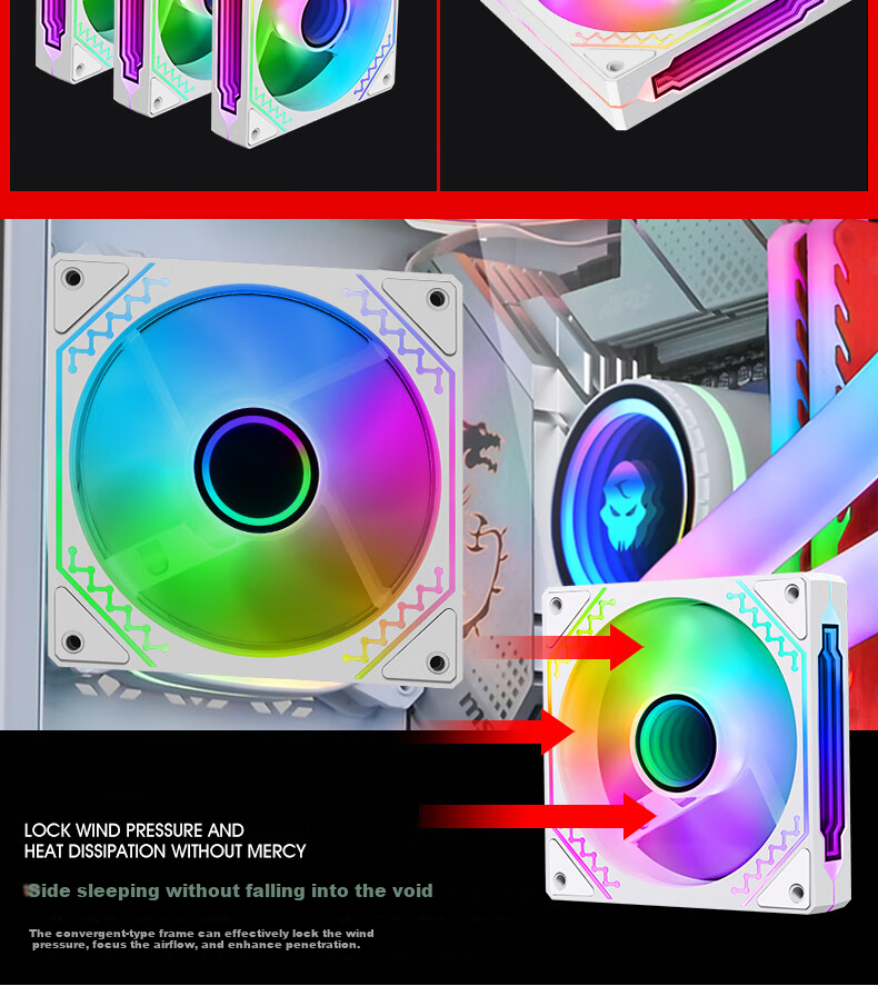 Wanjia Xingcii Pro Magnetic Building Block Fan, White Reverse Triple Pack, 12CM Water-Cooled Case Fan, Magnetic Wireless Splicing/ARGB Light Synchronization/PWM Temperature Control 11