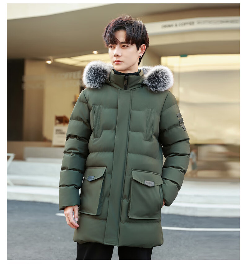 PLAYBOY Cotton Coat, Winter Mid-Length Style, Thickened Warm Padded Jacket, Plus Size Outerwear, Black, 5XL 11