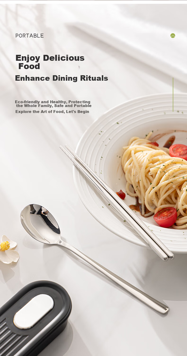 Guangyi Food-Grade 304 Stainless Steel Portable Cutlery Set with Chopsticks, Personal Use for Students And Adults, Including Chopsticks, Spoon, Fork, And Box GY7358 15