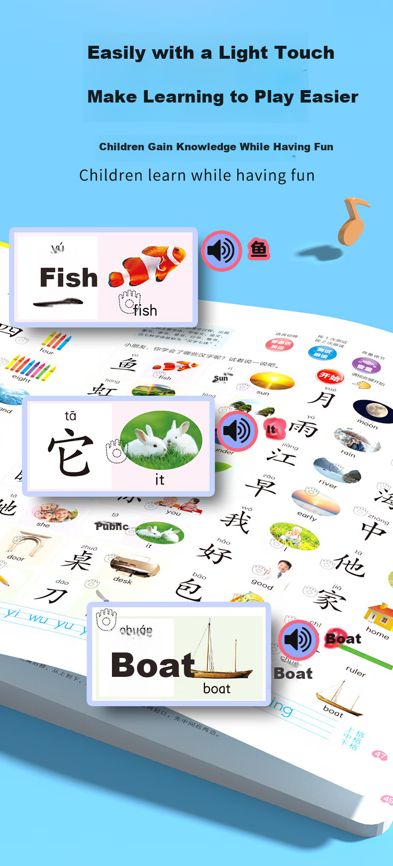 Leilang Talking Early Education Audio Book, Ages 0-9, Point-And Reading Machine, Sound Book, Children's Toy, Birthday Gift for Boys And Girls 5