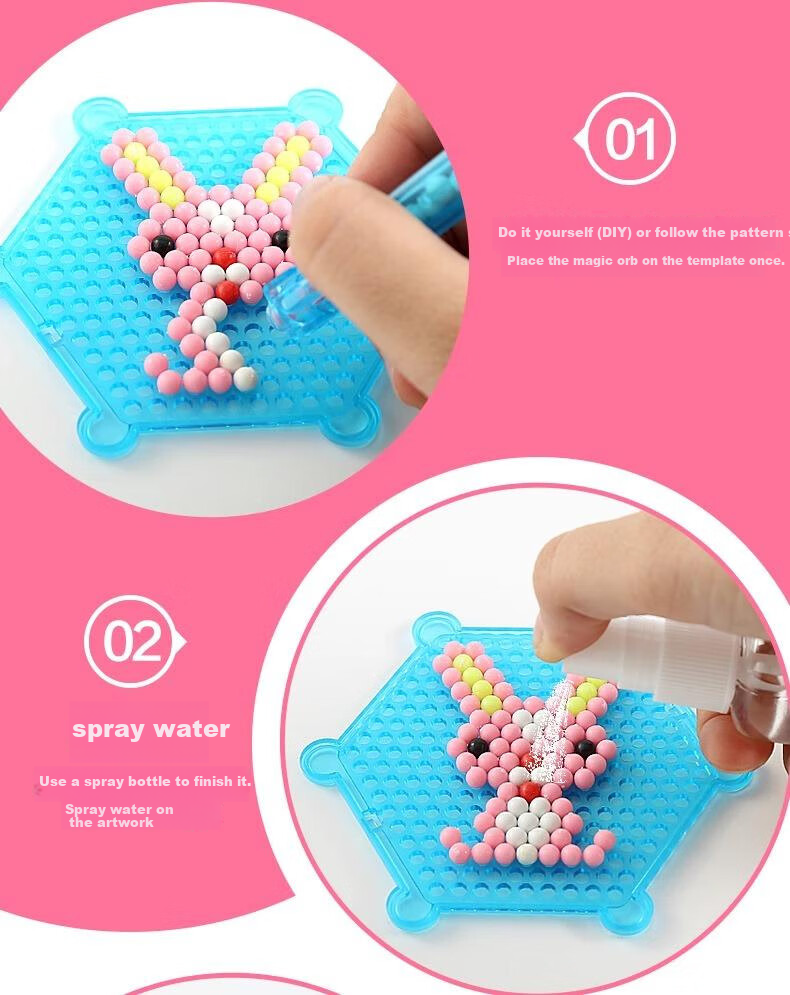 Lankupa Water Mist Magic Beads, 16 Colors, Children's DIY Craft Kit, Toy for Girls Aged 3-6, Kindergarten National Day Gift 14