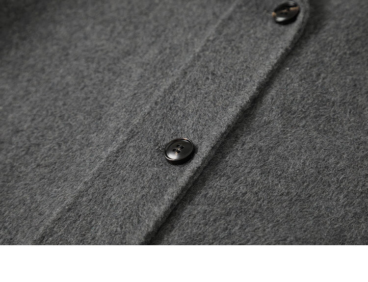 Demana College Style Winter Hooded Long Sleeve Mid-Length Wool Coat with Front Pockets and Open Placket 13