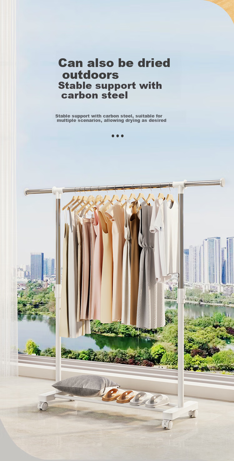 Yicainianhua Clothes Drying Rack, Floor-Standing Single Pole, Simple Dormitory Hanger, Indoor Clothes Rack, Balcony Bedroom Movable Drying Rack, 2518 6