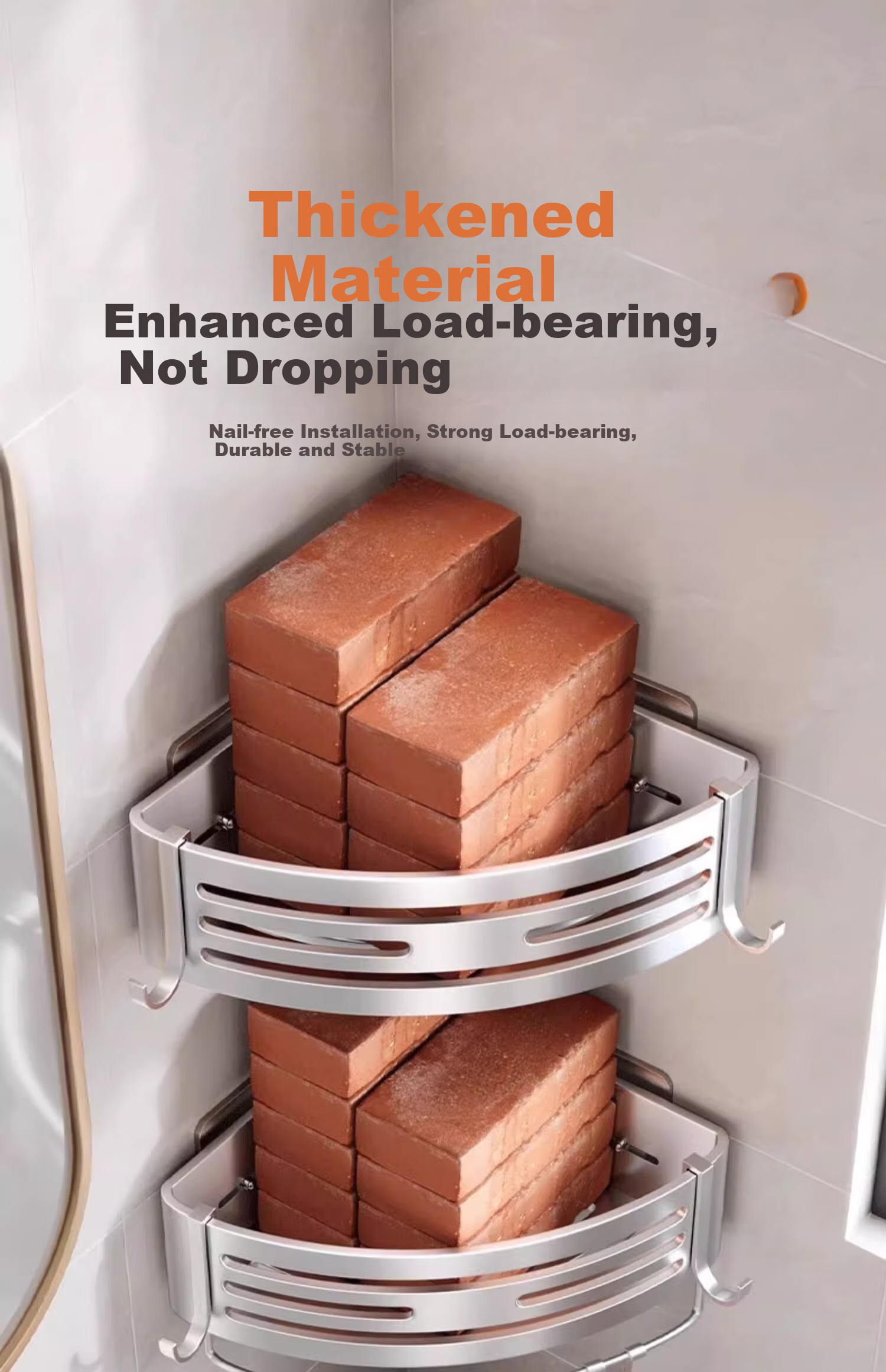 Baihan Bathroom Storage Rack, Triangle Shelf without Drilling, Hanging Organizer for Toilet, Washroom Storage Rack, Sink Corner Shelf 17
