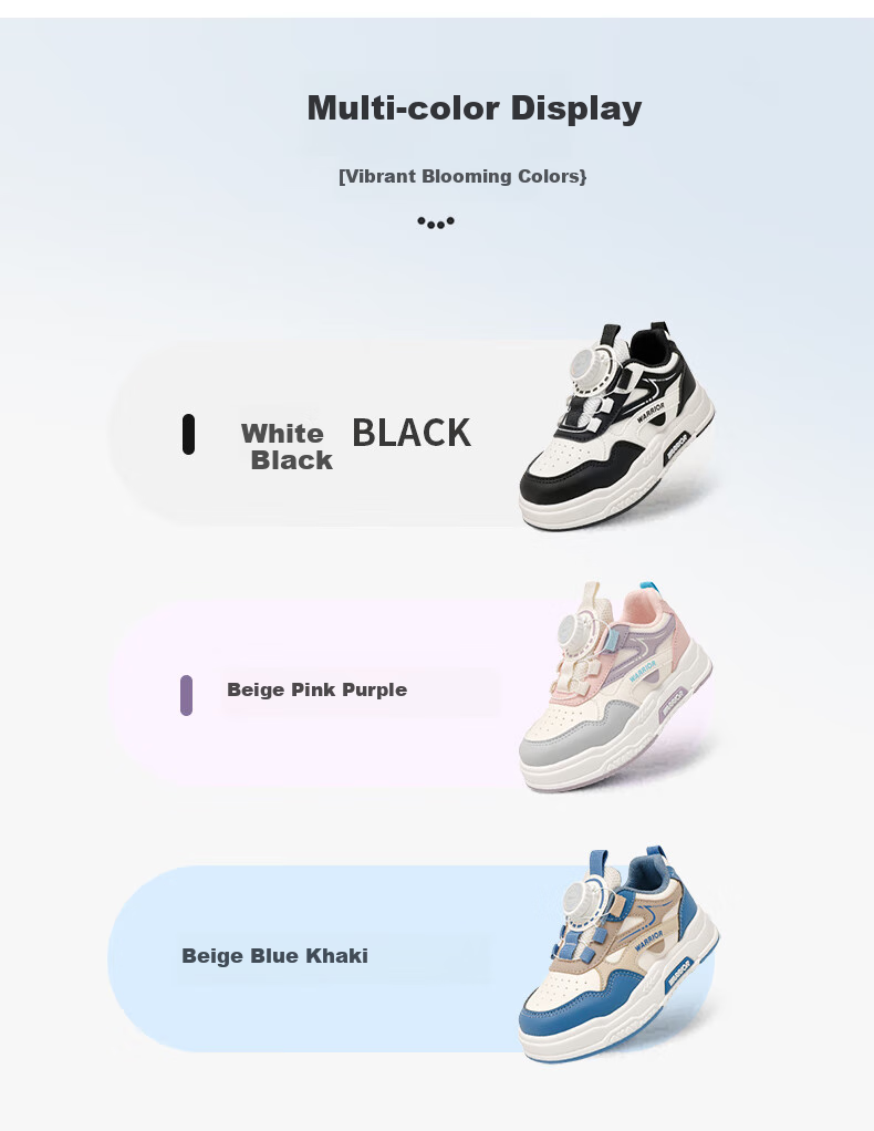 Warrior Kids Leather Panel Shoes Autumn Winter New Thick Sole Dial Button Boys and Girls Running Shoes WZCL1585 White Black Size 32 2