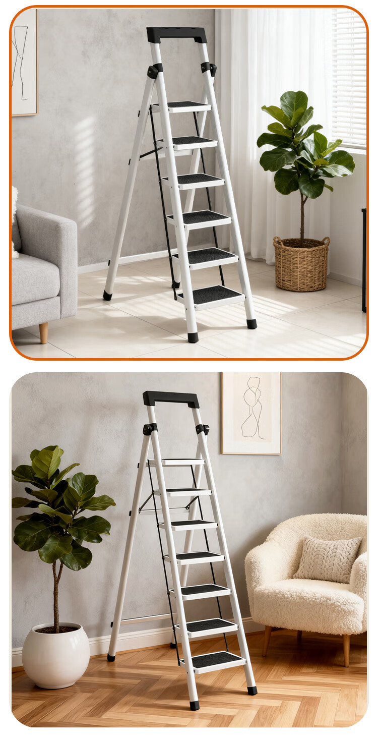 Warner New Household Folding A-Frame Ladder Multi-Functional Single-Sided Step Ladder TZ08 Red 4-Step Ladder 16