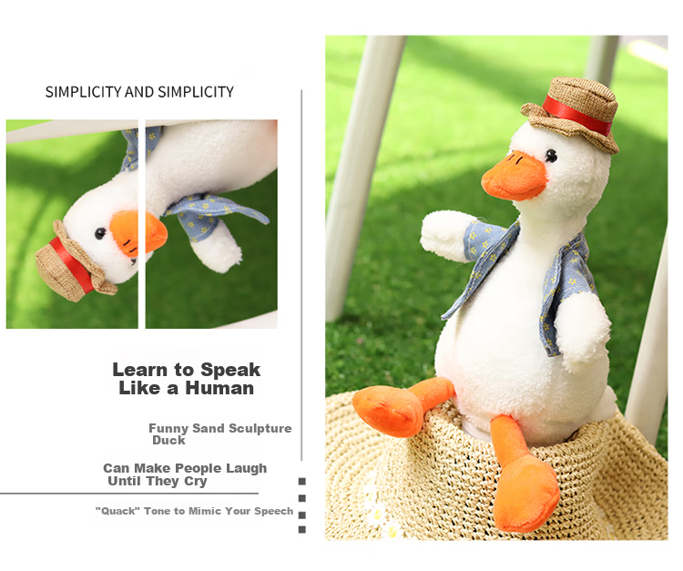 Aishangxiong, Talking Duck Baby Learning to Speak Toy, Children's Tongue-Twisting Duck, Aggressive Duck Plush Toy, Birthday Gift for Boys And Girls 6