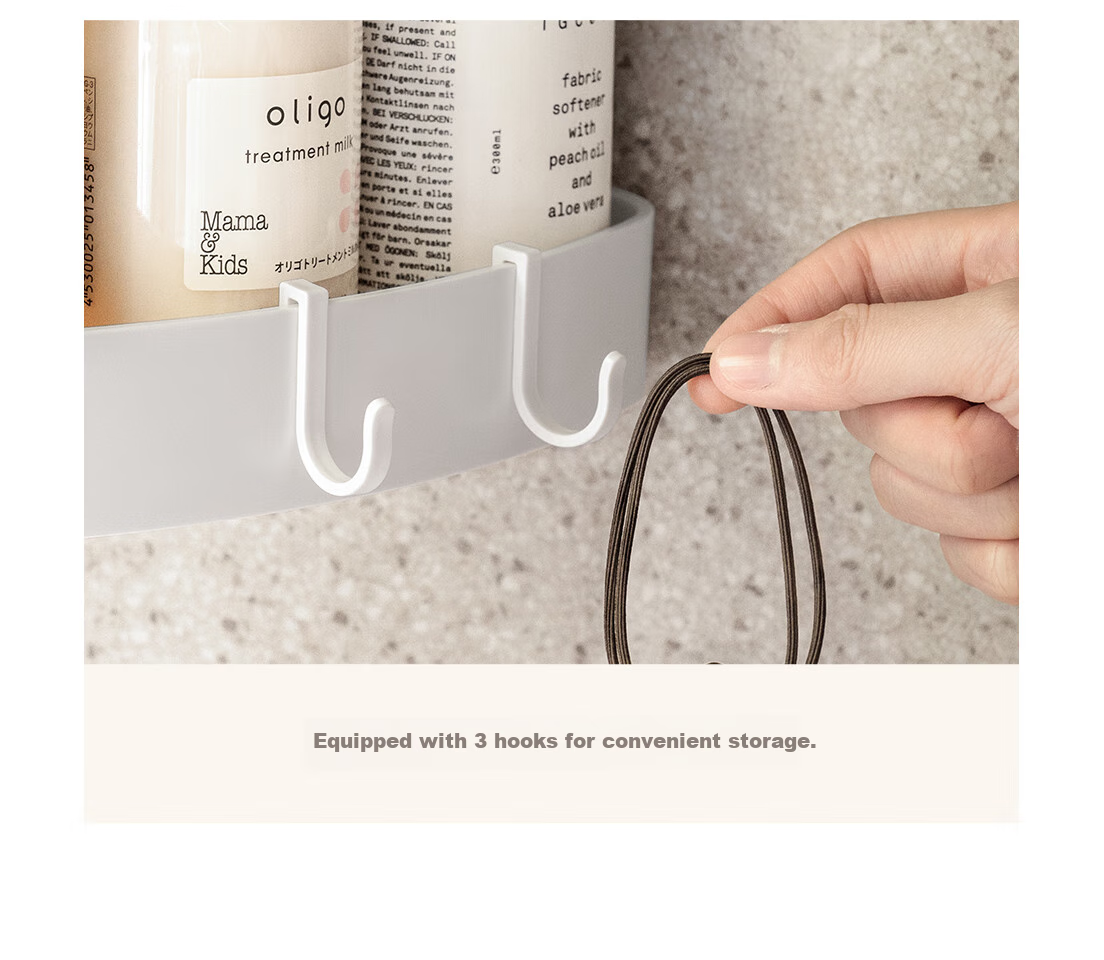 Lanjiaoluo Bathroom Storage Rack, No Drilling Required, Wall-Mounted Toilet Organizer Shelf with Hooks, 40CM 9