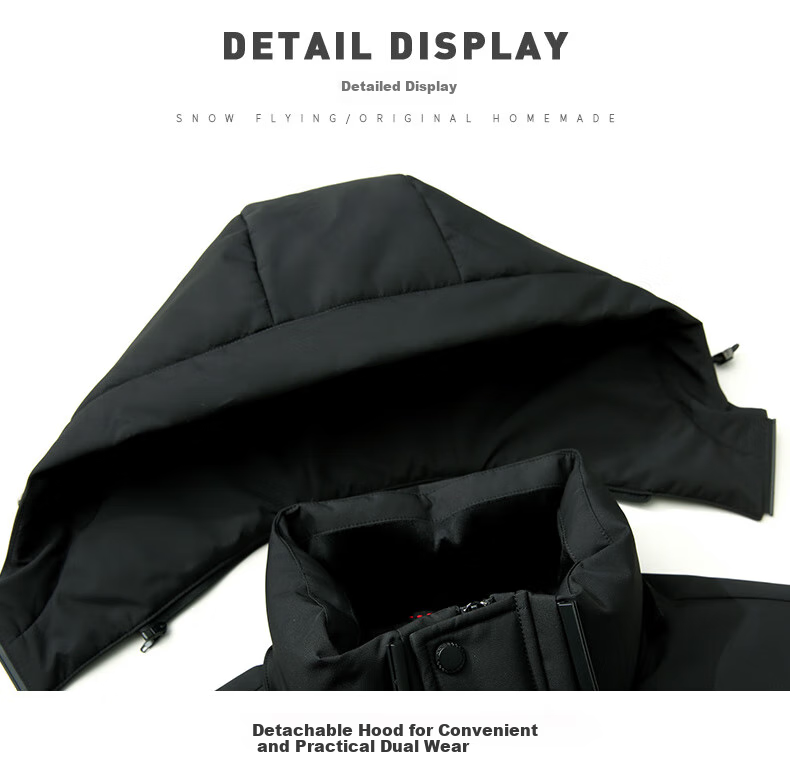 SNOWFLYING Men's Short down Jacket with Detachable Hood, Thickened Warm Casual Business Autumn And Winter Coat, Men's Clothing Size 170 10