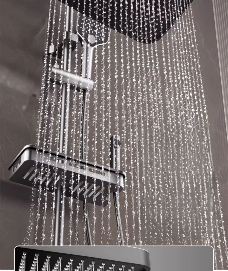 ILeddog [Germany] All-Copper Body Shower Set, Pressure-Boosting Overhead Adjustable Shower Head, Snowflake Spray Showerhead 5