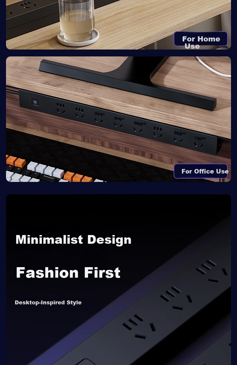 Deli PDU Desktop Overload Protection Under-Desk Gaming Cabinet Socket/power Strip/extension Cord/strip/extension Bar, 8 Outlets with Master Switch, Total Length 1.8 Meters, Black, LU5080 3
