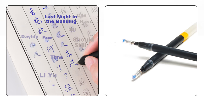 Liupintang Practice Calligraphy Pen Refill Set, Grooved Practice Copybook Refills, Ink Pen Trace Automatically Disappears And Fades 3