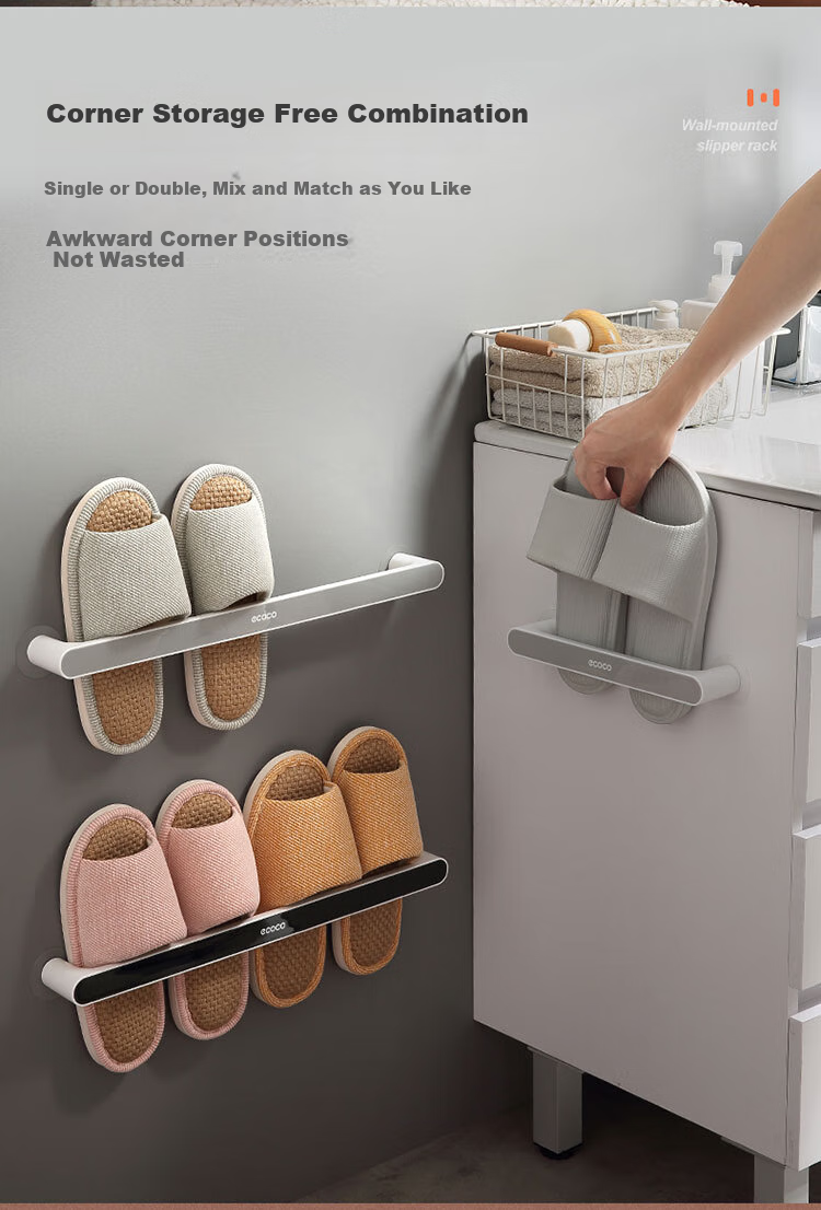 Ecoco Bathroom Shoe Rack, Toilet Storage Shelf, No-Drill Over-The Shoe Organizer, Gray 3