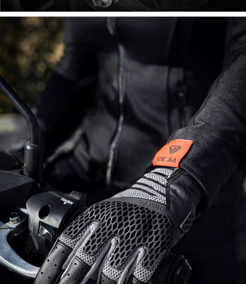 NERVE Nerve Honeycomb Motorcycle Riding Gloves Unisex Summer Protective Ventilated Touchscreen Black/Grey/Orange 2XL 12